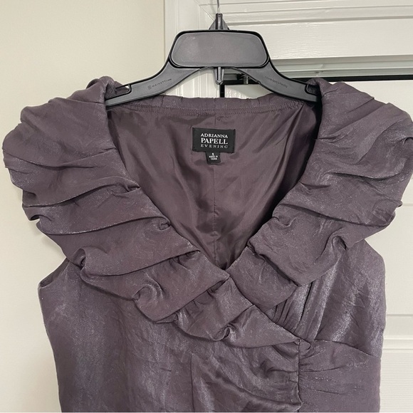 Adrianna Papell Evening Cocktail/Semi Formal Dress Granite Metallic Size 8 - Picture 2 of 12